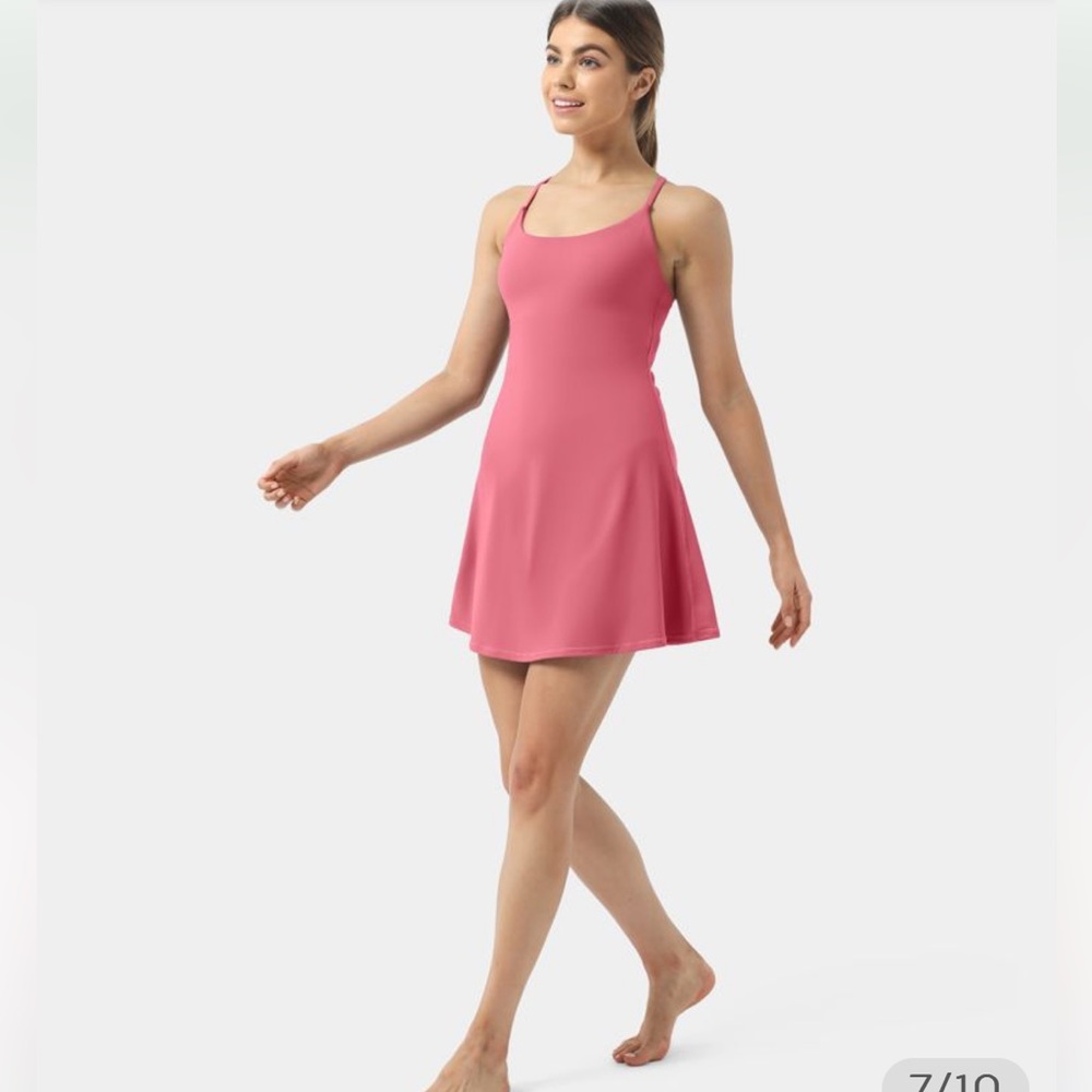 Halara Wannabe Everyday Cloudful Fabric Backless 2in1 Flare Workout Dress Sz Xs